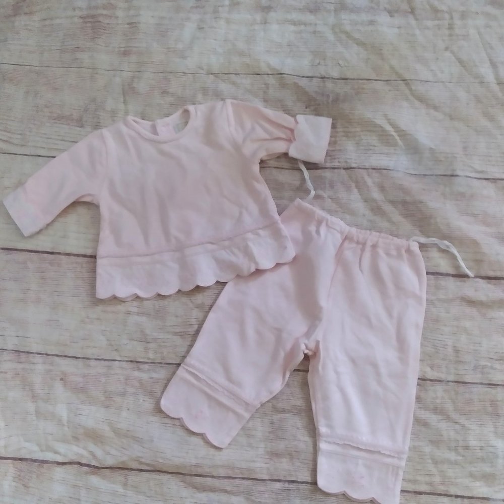Emile at Rose 2 piece pink baby outfit size 3-6 months